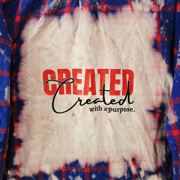 Created With A Purpose Custom Christian Upcycled Plaid JCrew Shirt, Women's L - Picture 2 of 5